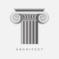 Roman style architecture bureau with ionic column. Raster illustration column capitals classical Greek Royalty Free Stock Photo