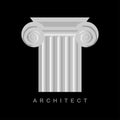 Roman style architecture bureau with ionic column. Raster illustration column capitals classical Greek Royalty Free Stock Photo