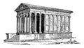 A Roman Temple Located at Nimes in southern France vintage engraving