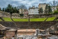 Roman Theater in Trieste with a city in background