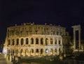 Roman theather marcello imperial ruin rome by night Royalty Free Stock Photo