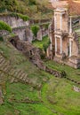 The Roman Theatre 1st century B.C. , excavated in the 1950s. Aerial view Royalty Free Stock Photo