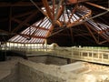 Ancient Roman thermal bath complex under pavilion