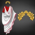 Roman toga, golden laurel wreath realistic vector Royalty Free Stock Photo