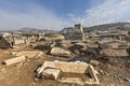 Remains of the Roman tombs in the ancient city of Hierapolis in Pamukkale, Turkey Royalty Free Stock Photo