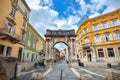 Roman triumphal arch Arch of the Sergii in Pula. Croatia