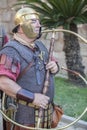 Roman war-trumpeter performing