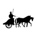 Roman warrior on an ancient war chariot drawn by two horses Royalty Free Stock Photo