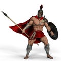 Roman warrior cartoon in a magic background