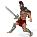 Roman warrior cartoon in a magic background