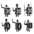 Roman warriors and soldiers icon set. Legionary and Gladiator. Vector.