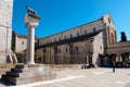 Roman wof statue and Basilica di Aquileia Royalty Free Stock Photo