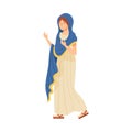 Roman Woman Wearing Long Tunic and Sandals as Traditional Clothes Vector Illustration