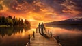 romance couple at lake Royalty Free Stock Photo