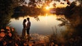 romance couple lake Royalty Free Stock Photo