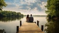 romance couple on lake
