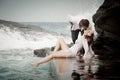 Romance Engagement Couple Love Beach Ocean Lovers Relationship Royalty Free Stock Photo