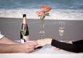 Romance Engagement Couple Love Beach Ocean Lovers Relationship Royalty Free Stock Photo