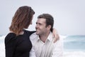 Romance Engagement Couple Love Beach Ocean Lovers Relationship Royalty Free Stock Photo