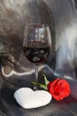 Romance, heart, rose and red wine. Love image Royalty Free Stock Photo