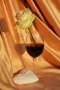 Romance, heart, rose and wine. Love image Royalty Free Stock Photo