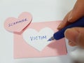 Romance love scam concept. Scammer vs victim