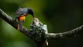 the romance of the orange minivet bird Royalty Free Stock Photo