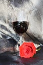 Romance, rose and red wine. Love image Royalty Free Stock Photo