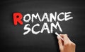 Romance scam text on blackboard
