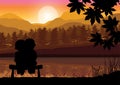 Romance at sunset, Vector illustrations