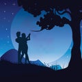 Romance Under the Moon, Vector illustrations