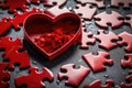 Romance valentine concepts connect piece puzzle love jigsaw red shape heart