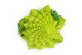 Romanesco broccoli cabbage or Roman Cauliflower isolated on white background with full depth of field. Top view. Flat Royalty Free Stock Photo