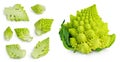 Romanesco broccoli cabbage or Roman Cauliflower isolated on white background . Top view with copy space for your text Royalty Free Stock Photo