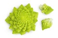 Romanesco broccoli cabbage or Roman Cauliflower isolated on white background. Top view. Flat lay Royalty Free Stock Photo