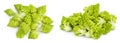 Romanesco broccoli cabbage or Roman Cauliflower isolated on white background with . Top view. Flat lay Royalty Free Stock Photo