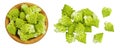 Romanesco broccoli cabbage or Roman Cauliflower isolated on white background . Top view. Flat lay Royalty Free Stock Photo