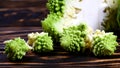Romanesco broccoli close up. The fractal vegetable is known for it`s connection to the fibonacci sequence and the golden ratio.