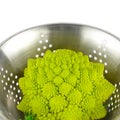 Broccoli Romanesco in a colander isolated on white background Royalty Free Stock Photo