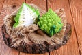 Romanesco cabbage on the stump, top view. Low-calorie nutritional products Royalty Free Stock Photo