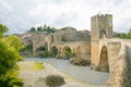 Romanesque bridge over the Fluvia River in Besalu, Spain