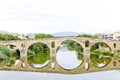 romanesque bridge over river Arga, Puente La Reina, Road to Sant Royalty Free Stock Photo