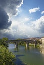 Romanesque bridge Puente la Reina, Gares, Navarre, Spain Royalty Free Stock Photo