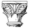 Romanesque Capital, reminiscent of the Antique style, vintage engraving