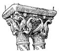Romanesque Capitals, from the cloister of Monreale near Palermo, vintage engraving