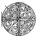 Romanesque Circular Panel is a design found on a 12th century manuscript, vintage engraving