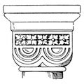 Romanesque Double-Cushion Capital, vintage engraving