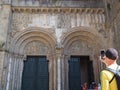 Romanesque facade of the Cathedral of Santiago de Compostela, La Coruna, Spain, Europe