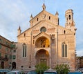 The facade of Verona Cathedral of Santa Maria Matricolare, Piazza Duomo square, Italy Royalty Free Stock Photo