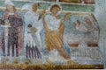 Romanesque fresco in Hojen church, Denmark Royalty Free Stock Photo